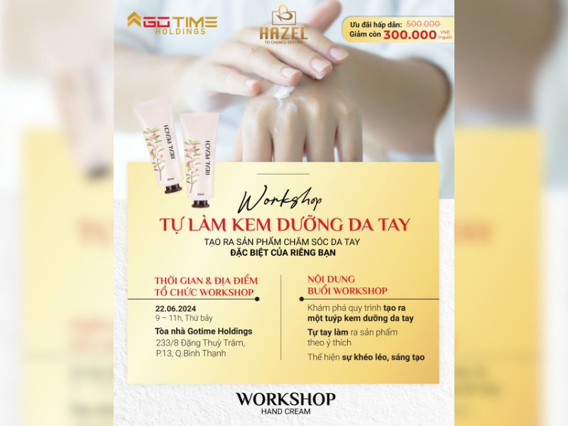 Thông tin workshop làm kem dưỡng mềm da tay