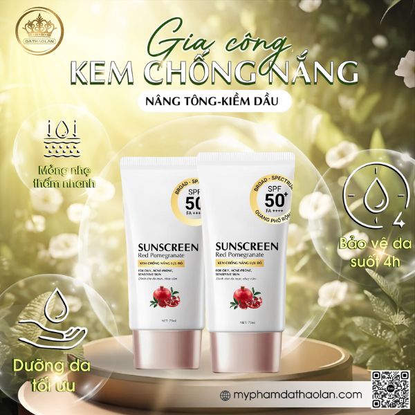 Gia công kem chống nắng kiềm dầu, nâng tone 